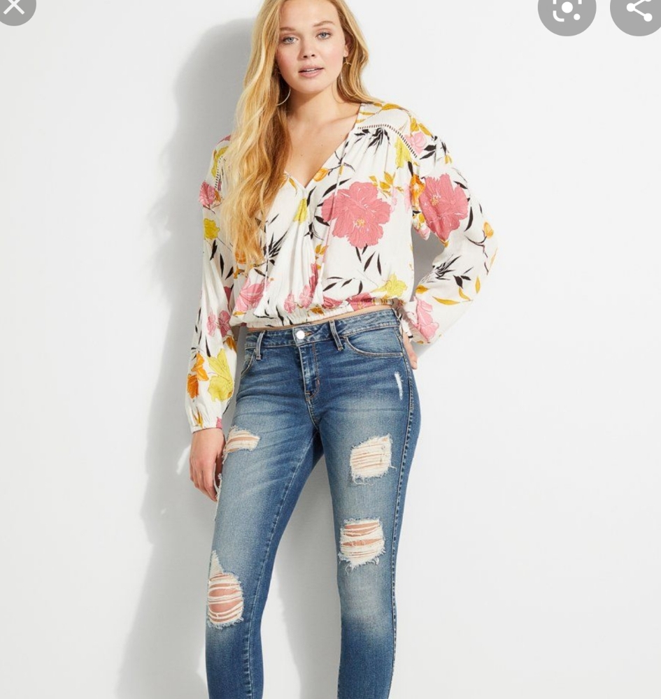 Guess Blouse Jin Etched Hibiscus Large - Picture 1 of 7